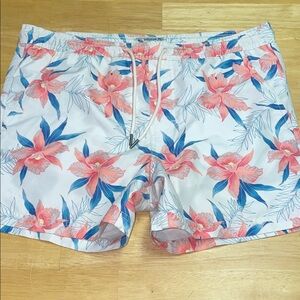American Eagle Outfitters Tropical Print Swim Shorts. Small.  Pink, Blue, White